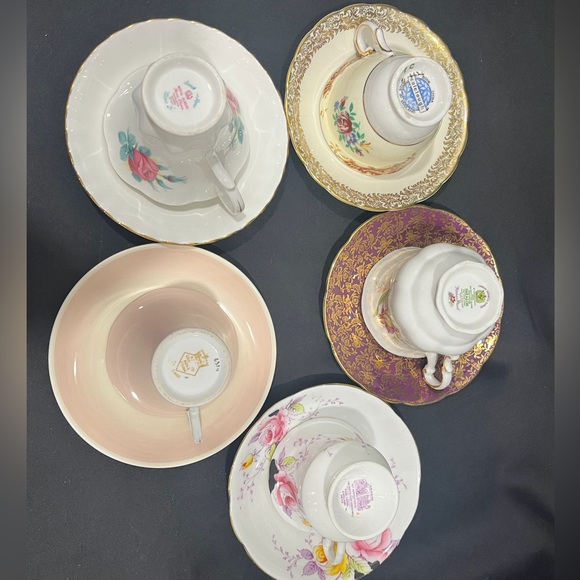 Five “Perfectly Imperfect” Teacups and Saucers Mismatched Sets Fine China - Picture 3 of 6